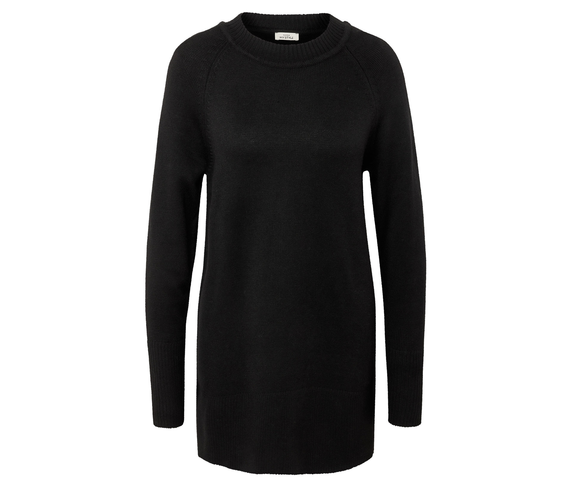 Langer Strickpullover - Damen - Gr. M - schwarz - schwarz
