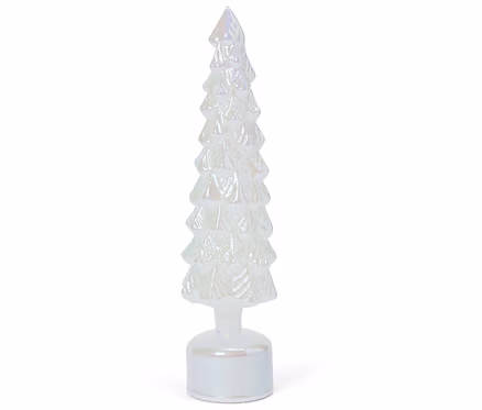 Dekorativer Weihnachtsbaum aus Glas, weiß.