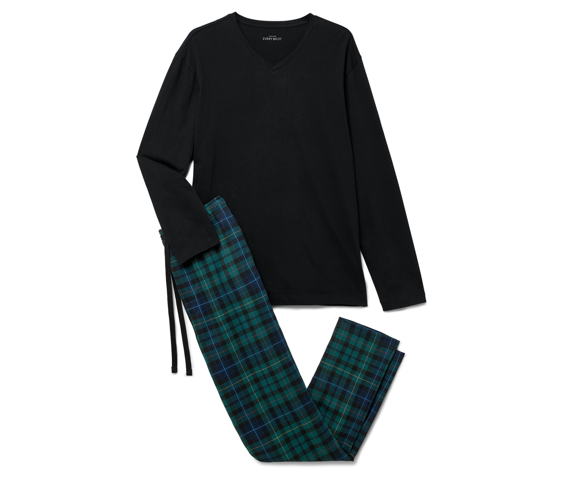 Pyjama-Set - Herren - Gr. XXL - schwarz/kariert - schwarz