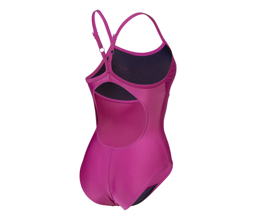 Detailansicht von hinten des arena Feel Damen Badeanzugs Solid Lightdrop Back Bustier, PURPLE WINE.