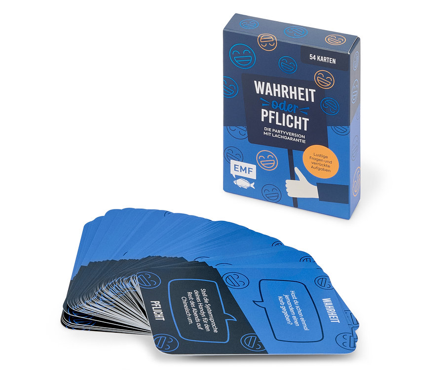 Ein Kartenspiel namens „Wahrheit oder Pflicht“ und ein Kartenstapel.