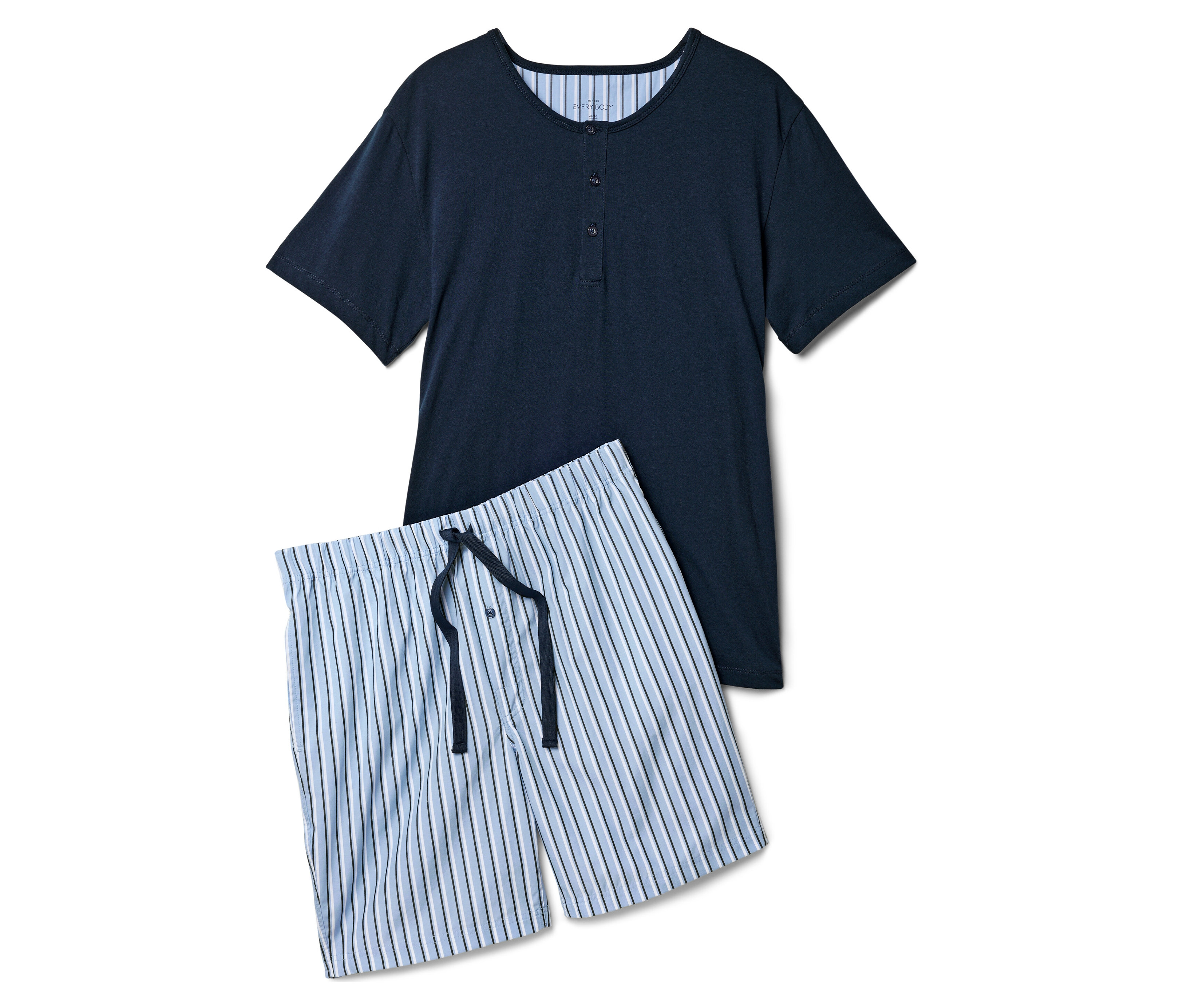 Shorty-Pyjama-Set - Herren - Gr. 4XL - weiß/gestreift - weiß