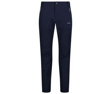 Marineblaue Wanderhose mit Reißverschlusstaschen.
