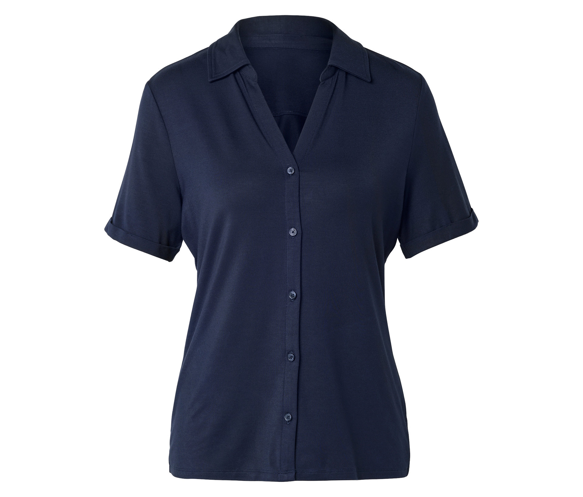 Blusenshirt mit Knopfleiste - Damen - Gr. XXL - dunkelblau - dunkelblau