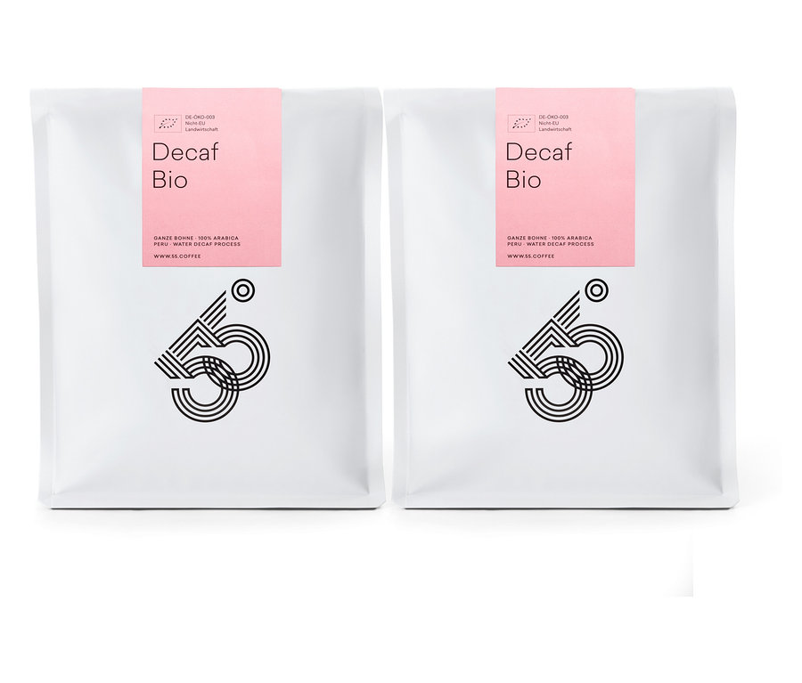 55 Degrees – Decaf Omni-Roast Bio, entkoffeiniert - 2 x 1 kg Ganze Bohne