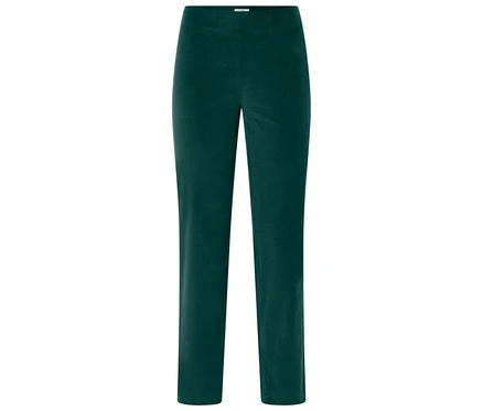 Grüne, lange Hose mit geradem Bein und elastischem Bund.