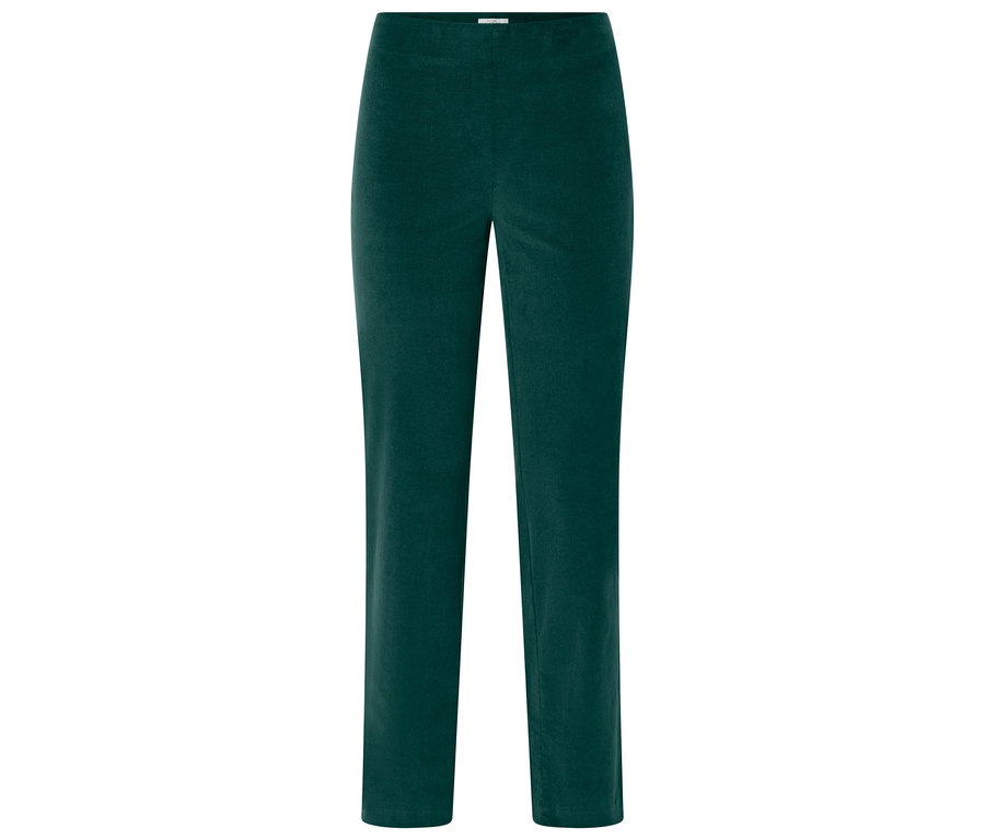 Grüne, lange Hose mit geradem Bein und elastischem Bund.