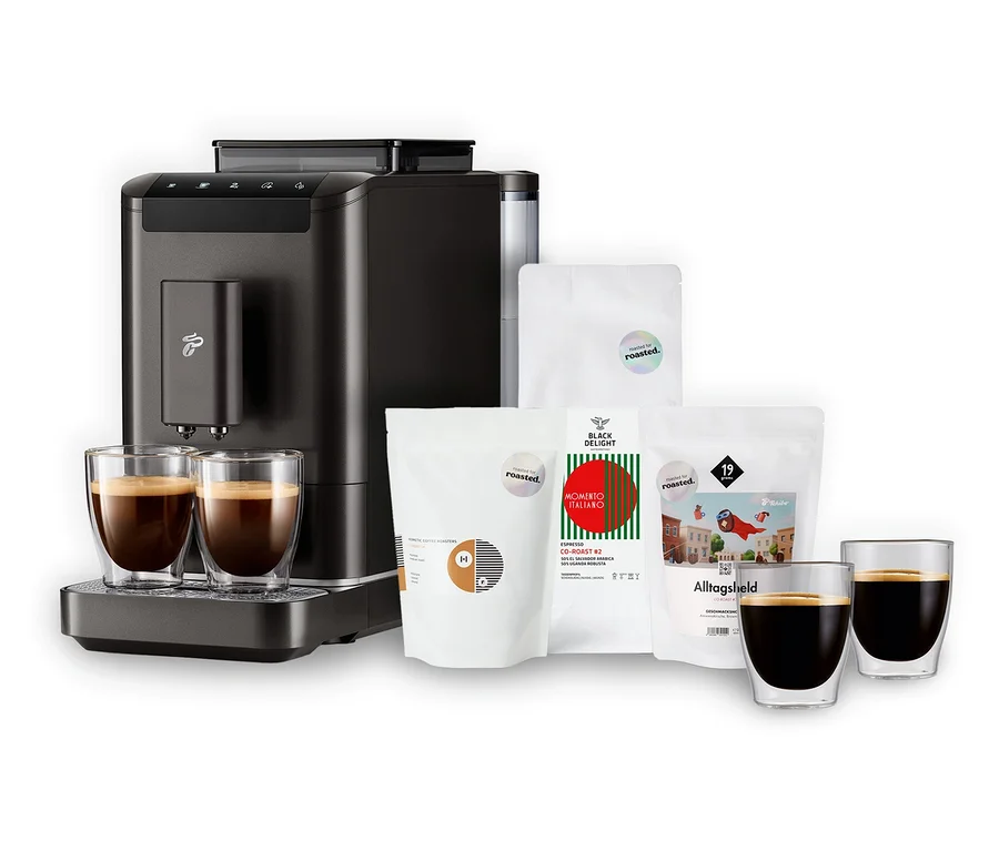 »Esperto2 Caffè« Vollautomat Set Specialty mit Gläsern & Co-Roast Kaffee