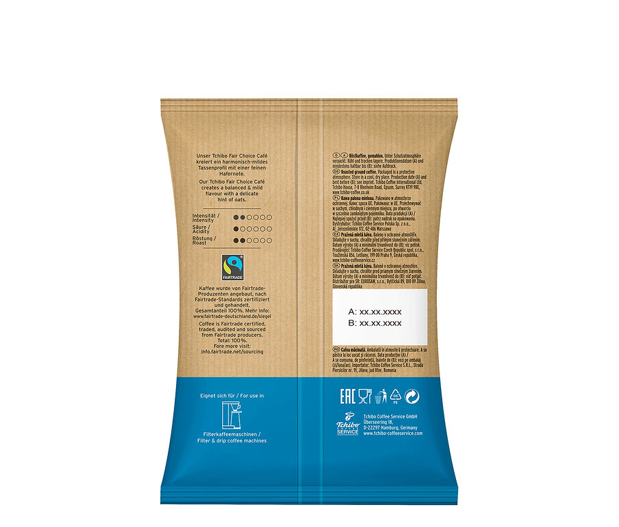 Packung Tchibo Fair Choice Filterkaffee gemahlen.