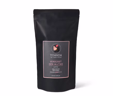 Eine Packung Yoanda - Versüßt den Alltag Filterkaffee - 500 g Ganze Bohne.