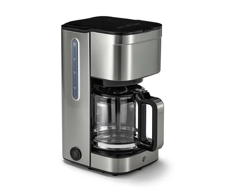 Detailansicht einer silbernen »Let's Brew Elegant« Filterkaffeemaschine.