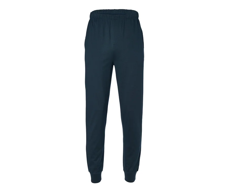 Eine dunkelblaue Pyjamahose.