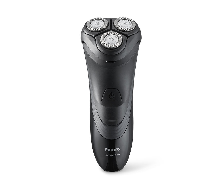Schwarzer Philips-Rasierapparat S1520/04 mit drei runden Scherköpfen.