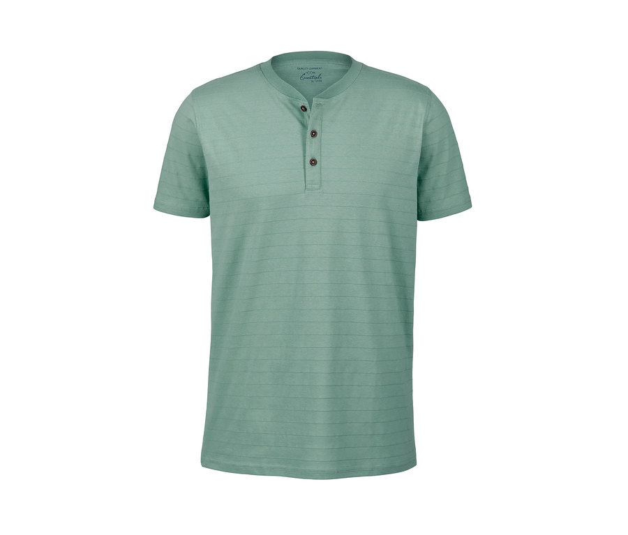 Grünes Kurzarm-Henley.