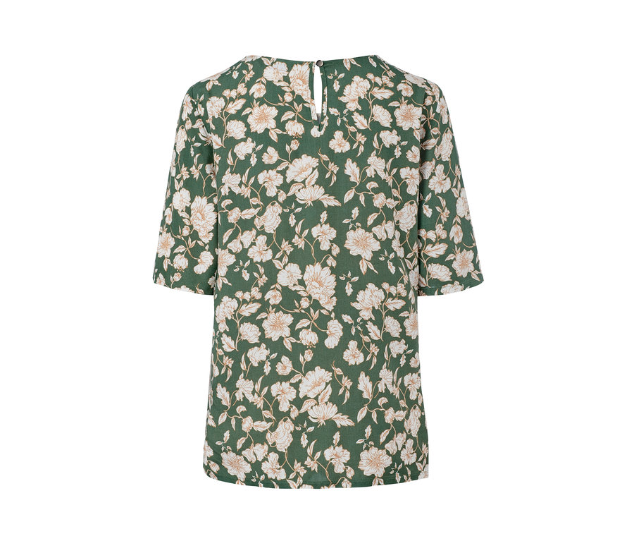 Grüne bedruckte Bluse mit Blumenmuster.