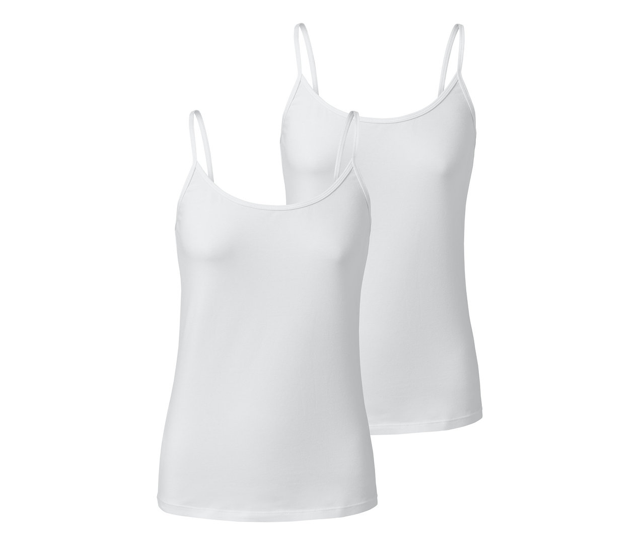 Zwei weiße 2 Hemdchen liegen übereinander.