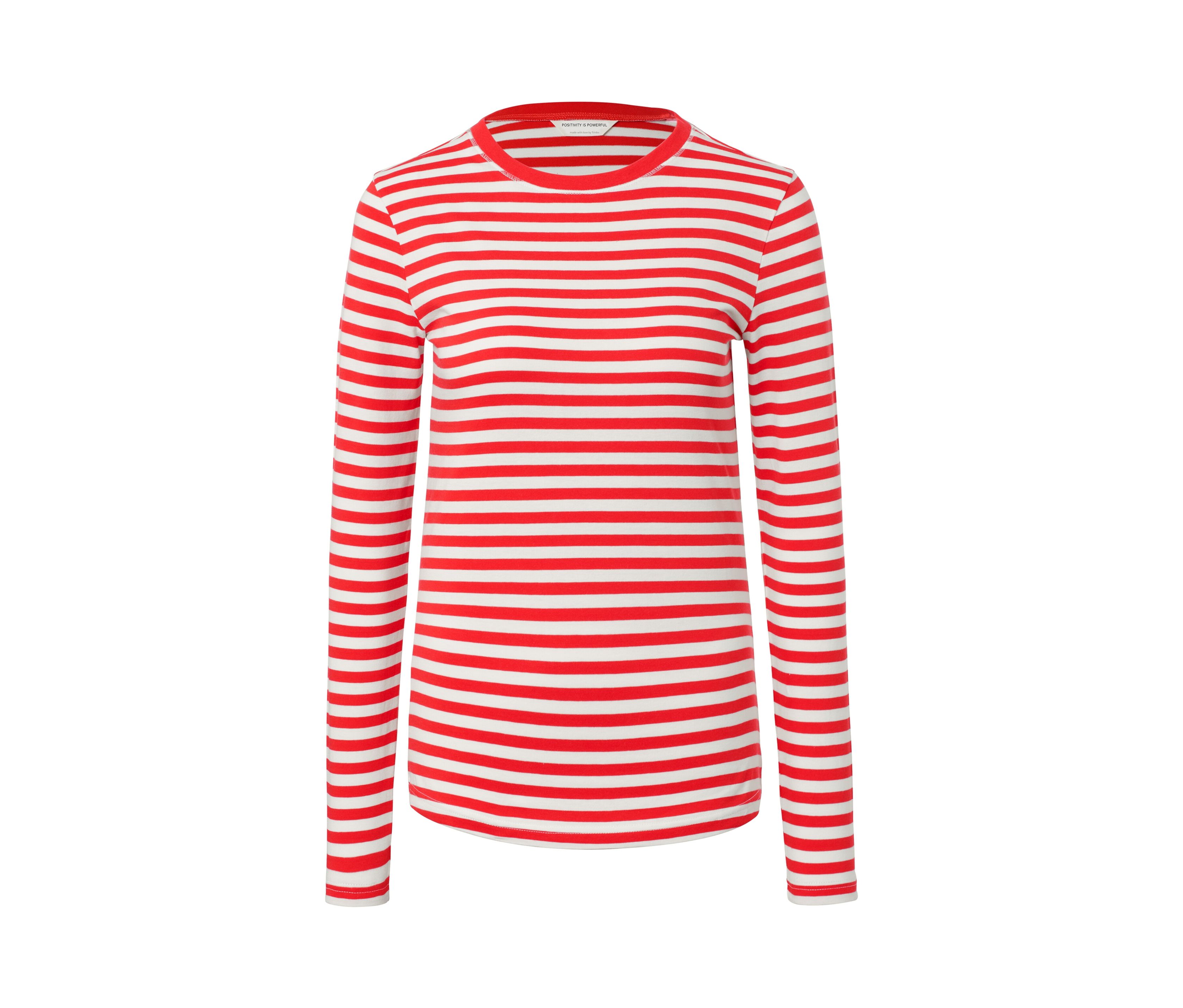 Tchibo - Gestreiftes Langarmshirt - Gr. L - weiß/gestreift