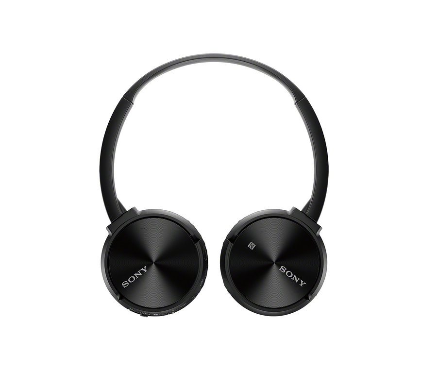 Schwarze kabellose Sony Bluetooth®-Kopfhörer »MDR-ZX330BT« auf weißem Hintergrund.