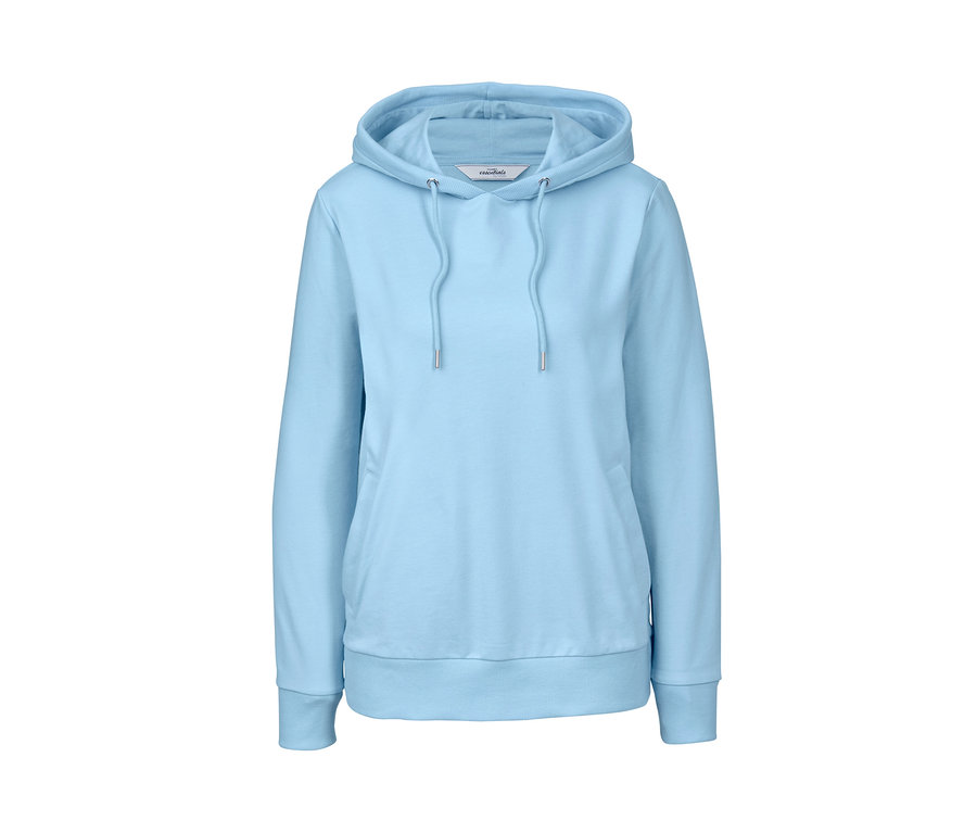 Helles blaues Kapuzensweatshirt.