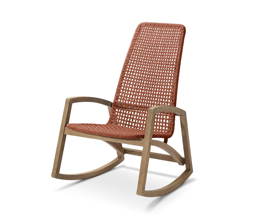 Garten-Schaukelsessel »Rope« mit terrakottafarbener Textilnetz-Füllung.