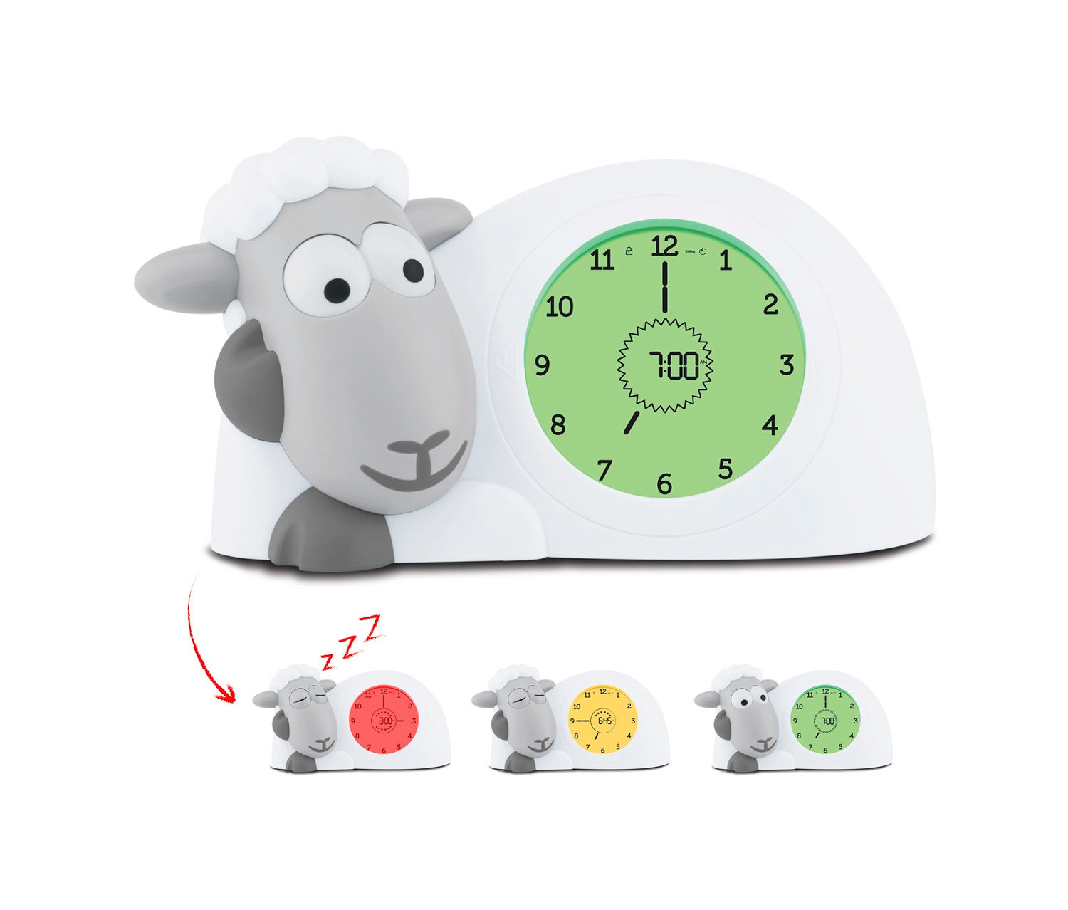 ZAZU-Schlaftrainer »Sam« im Schafdesign mit digitaler Zeitanzeige.