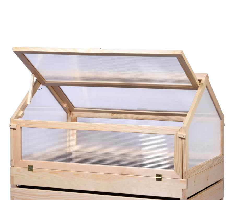 Hochbeet »Hathi« mit geöffnetem Deckel.