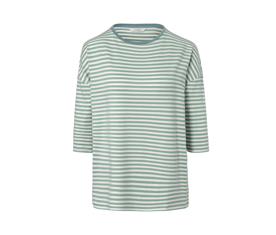 Gestreiftes Shirt mit Fledermausärmeln.