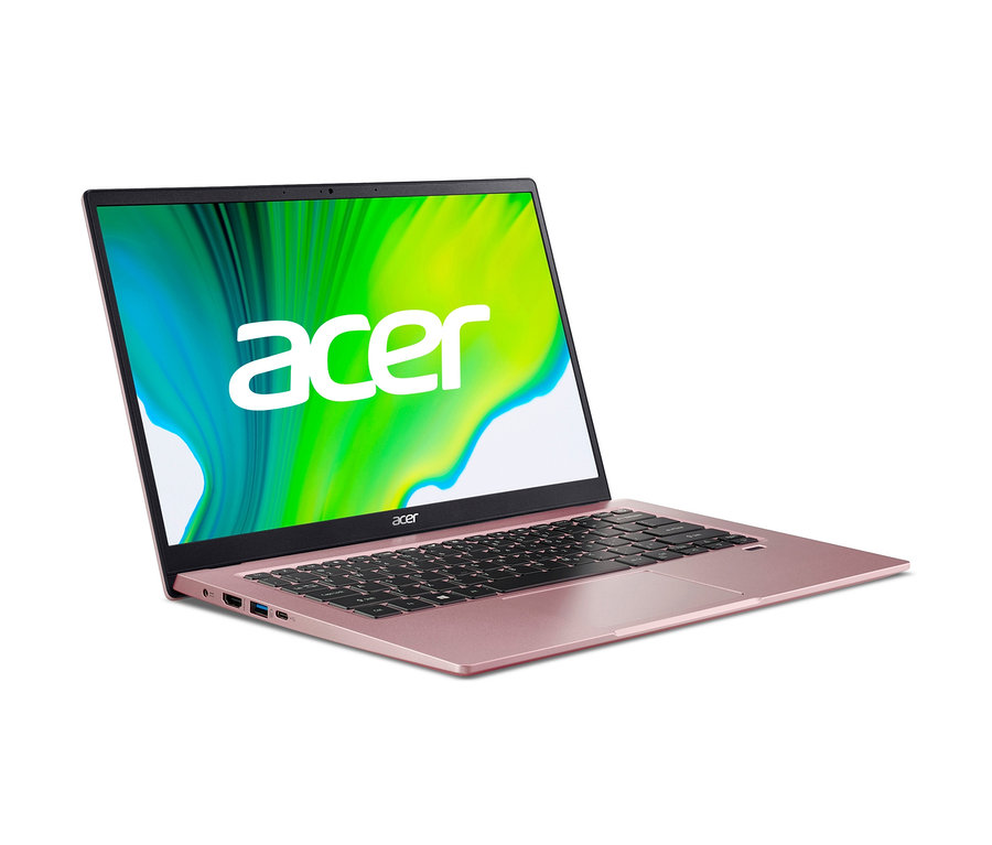 Detailansicht eines pinken Acer Swift 1 Notebooks.