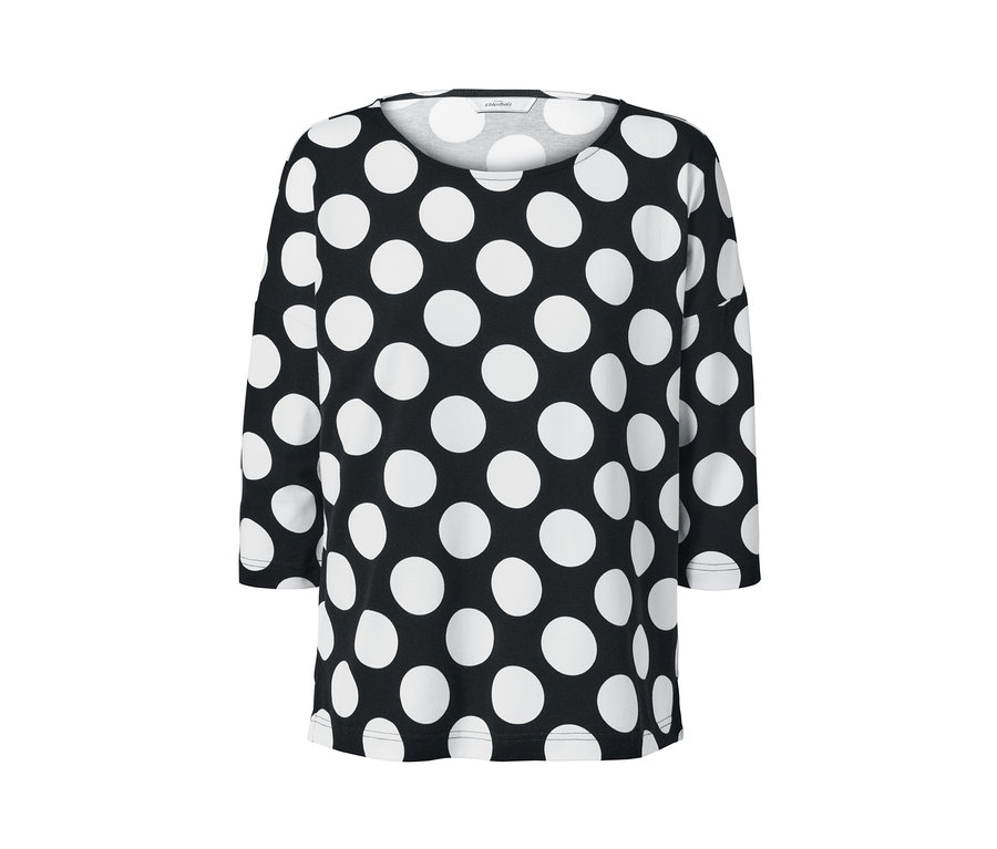 Gepunktetes Shirt mit 3/4-Arm.