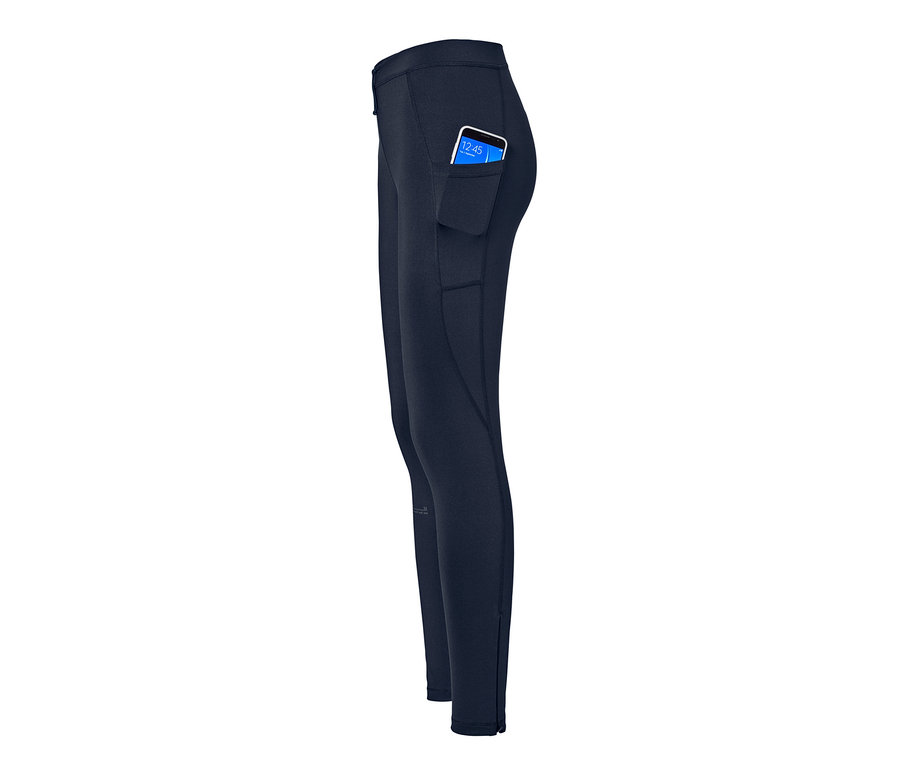 Dunkelblaue Thermo-Lauftight mit Handytasche.