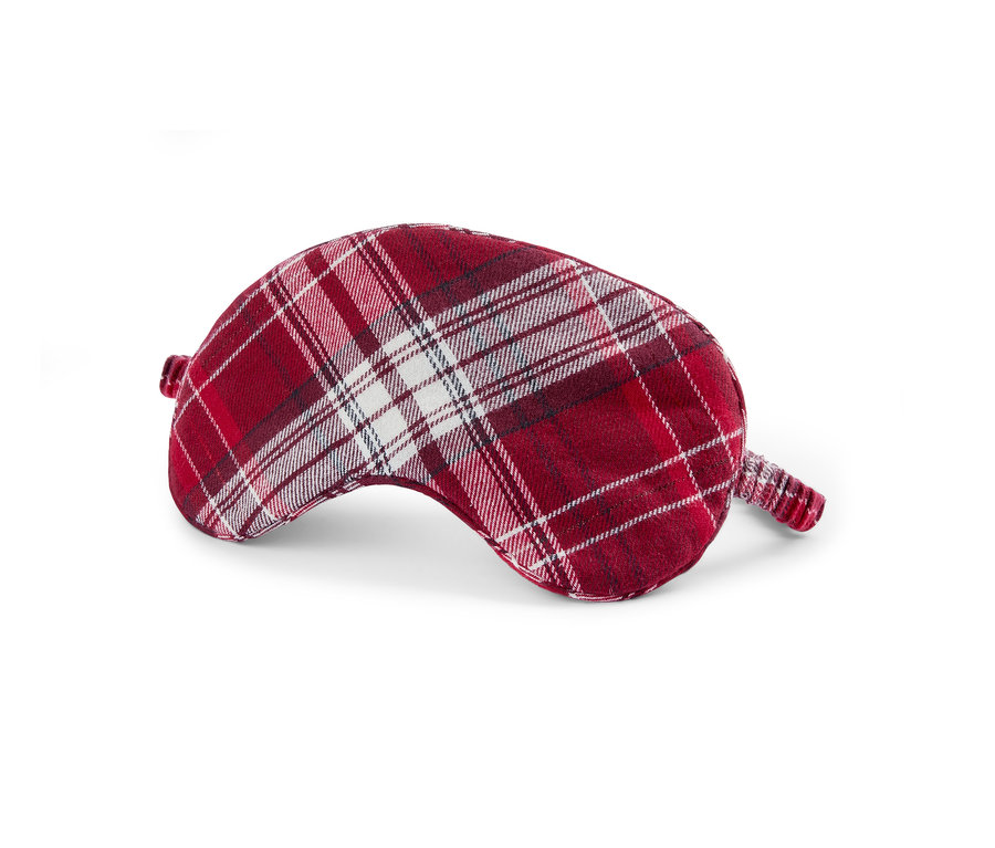 Rot karierte Flanell-Schlafmaske.