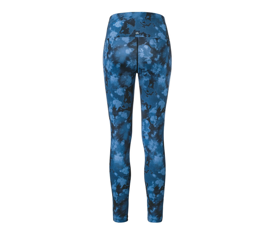 Blaue 7/8-Sporttights mit Batikprint.