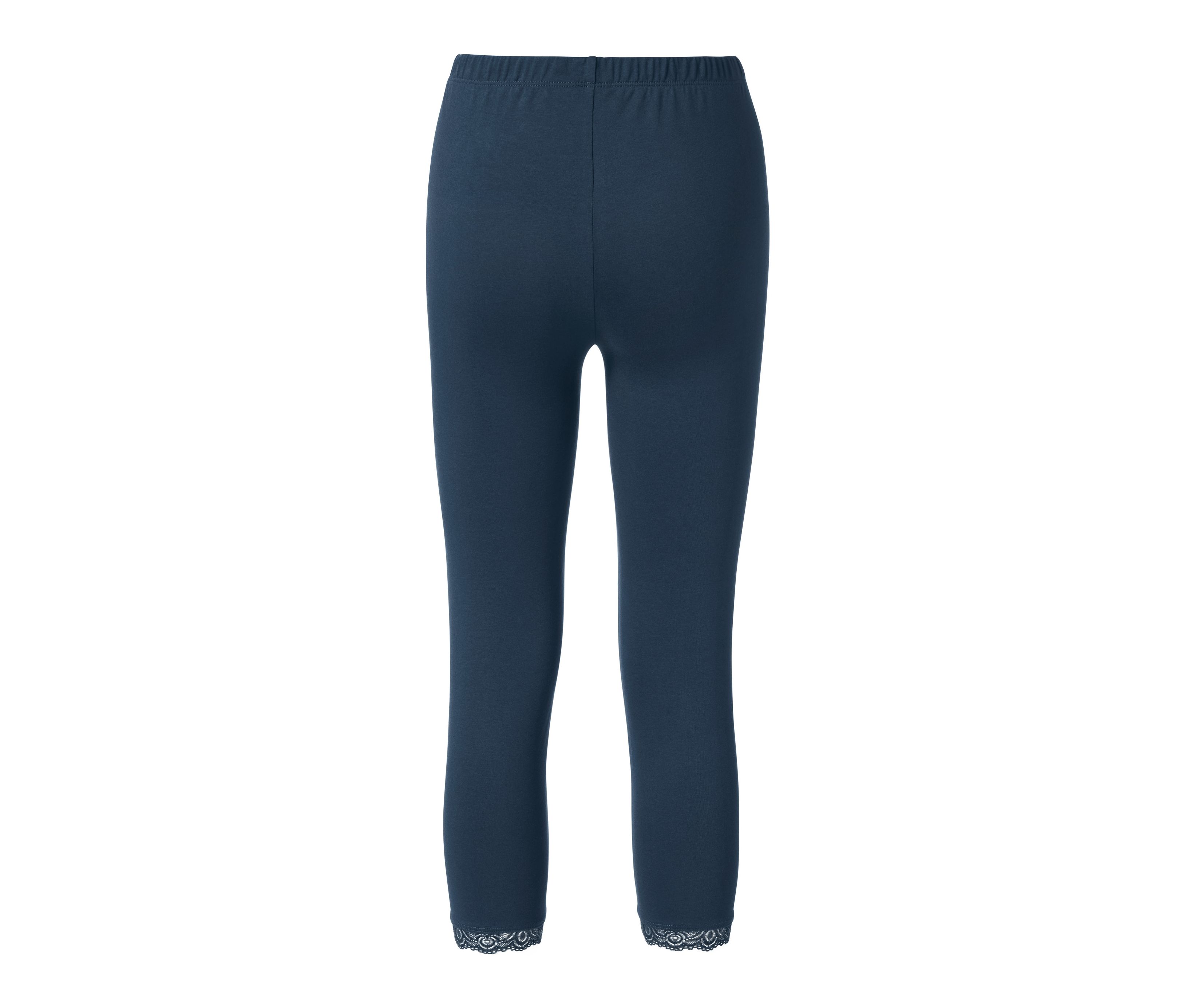 Thumbnail - Tchibo - 3/4-Leggings mit Spitzenborte - Damen - Gr. S - dunkelblau