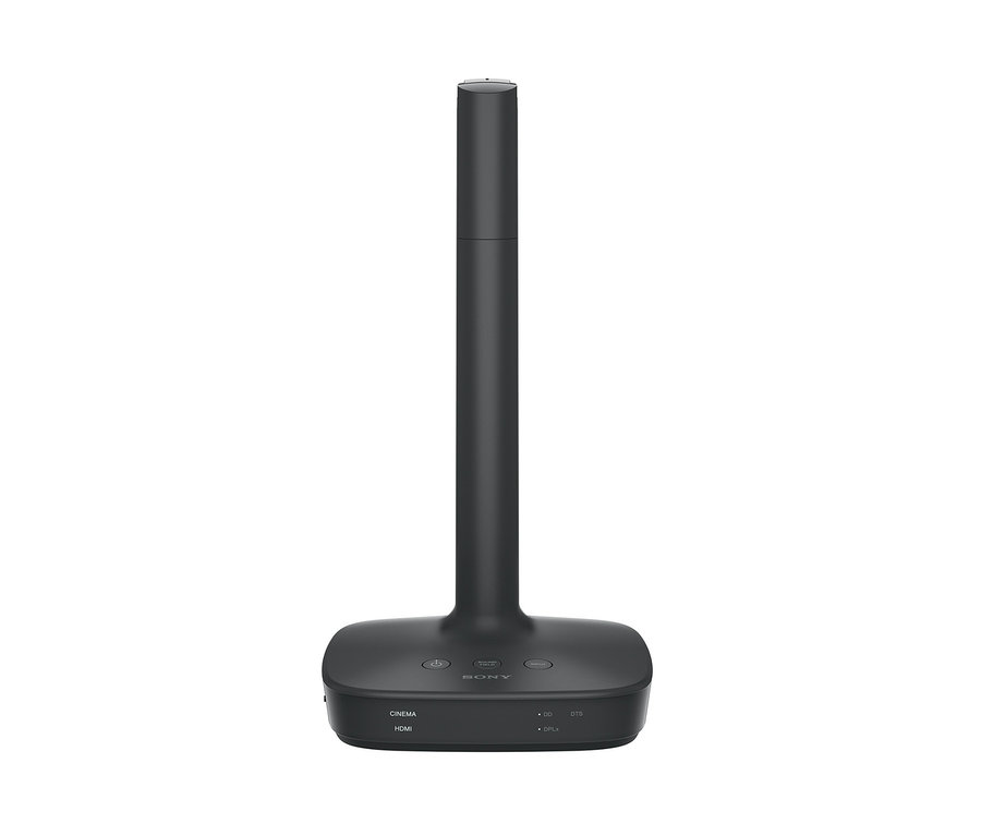 Schwarze Sony TV-Kopfhörer »WH-L600« Senderbasis mit zylindrischer Antenne in der Mitte.
