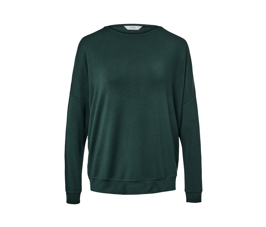 Dunkelgrünes Homewear-Oberteil im Modal-Seide-Mix.