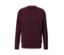 Bordeauxroter Pullover mit Rundhalsausschnitt.
