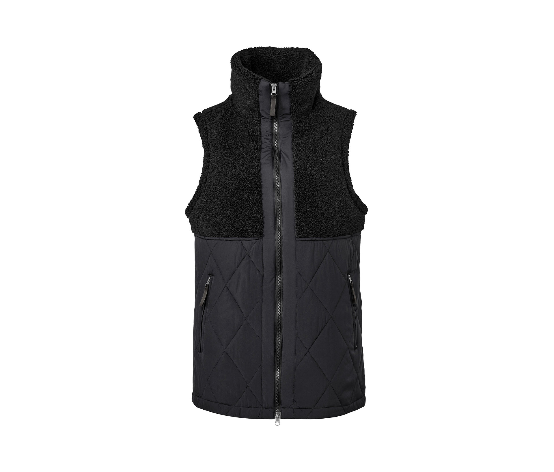 Teddy-Steppweste - Damen - Gr. M - schwarz - schwarz