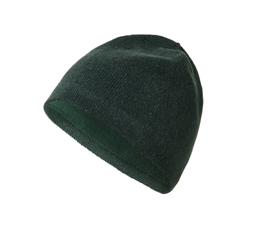 Grüne Strickmütze.