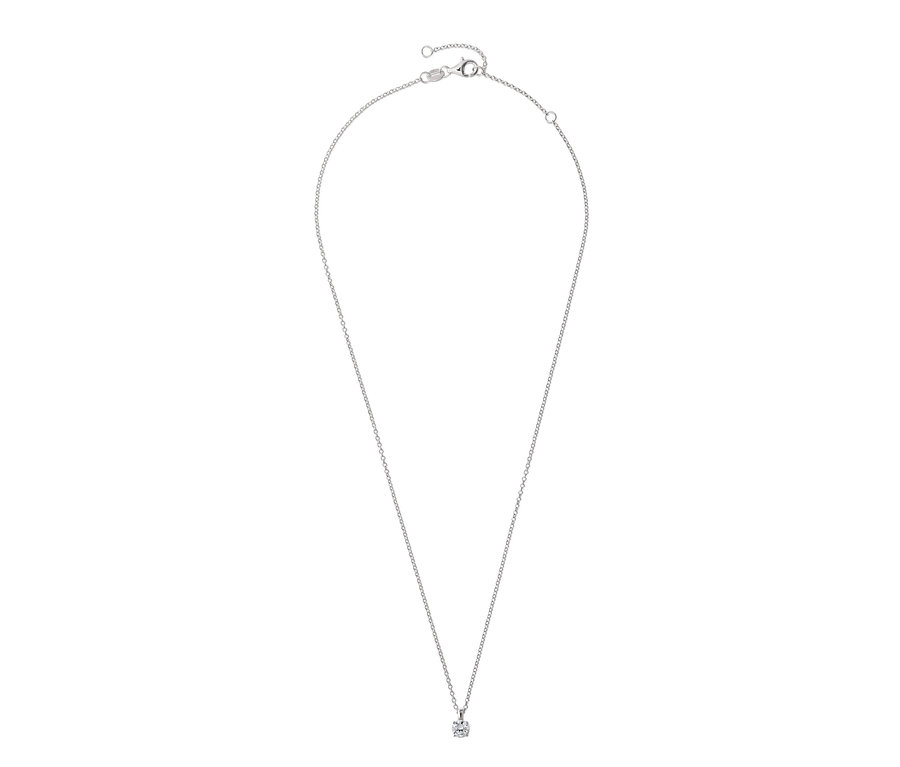 Eine 925 Silber Kette Solitär.