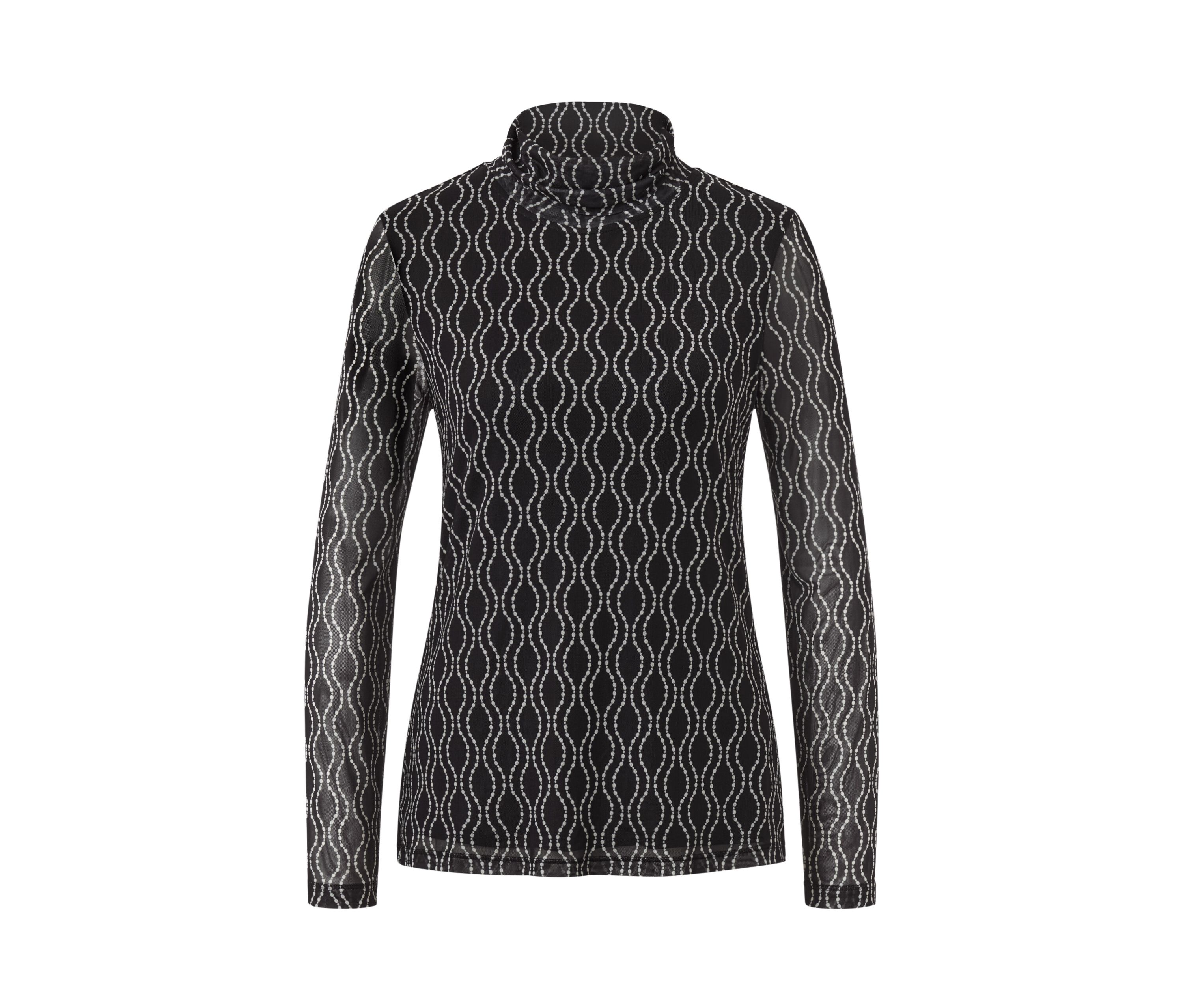 Tchibo - Bedrucktes Mesh-Rollkragenshirt - Damen - Gr. L - creme/print