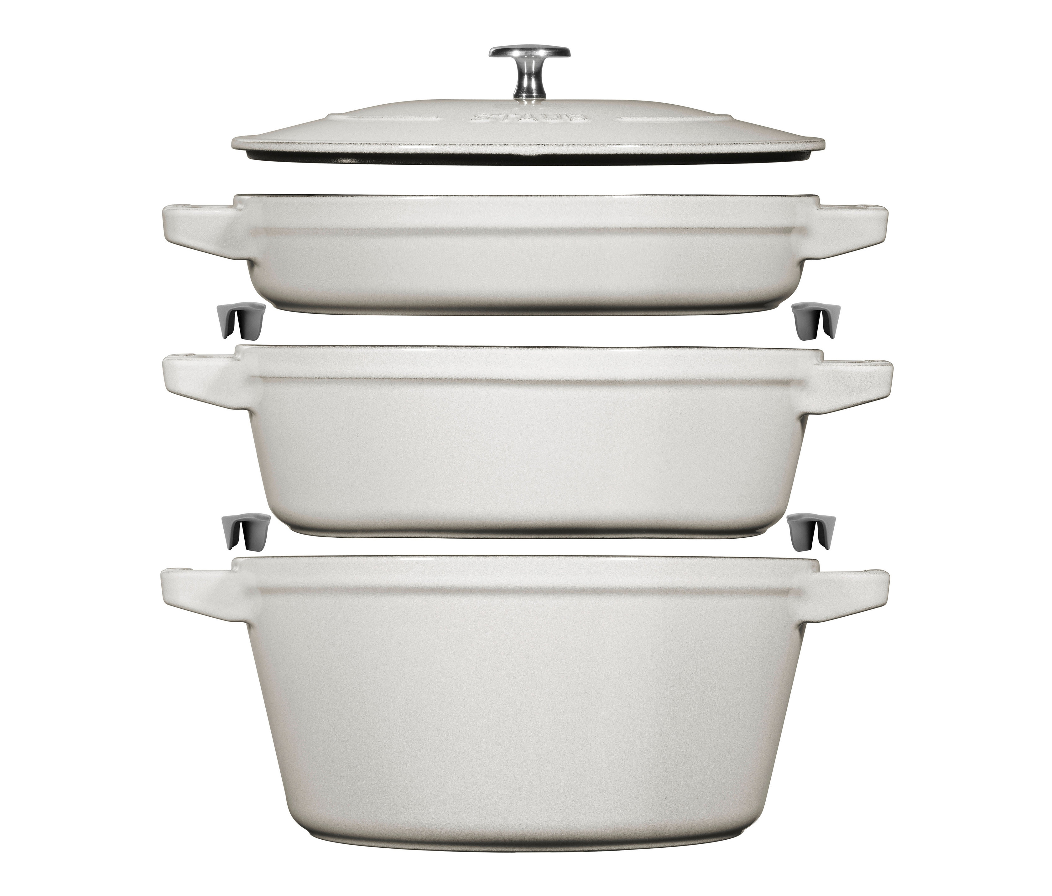 Staub Kochtopf-Set »La Cocotte« - silber. Staub Kochtopf-Set »La Cocotte« - silber <![CDATA[STAUB Kochtopf-Set »La Cocotte«, 3-teilig Farbe: Außen weiß, innen schwarz Deckelgriff silberfarben Material: Gusseisen, emailliert Maße: B x H ck Farben günstig Kaufen-Staub Kochtopf-Set »La Cocotte« - silber. Staub Kochtopf-Set »La Cocotte« - silber <![CDATA[STAUB Kochtopf-Set »La Cocotte«, 3-teilig Farbe: Außen weiß, innen schwarz Deckelgriff silberfarben Material: Gusseisen, emailliert Maße: B x H