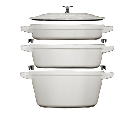 STAUB Gusseisen-Kochtopfset »Stackable«, weißer Trüffel