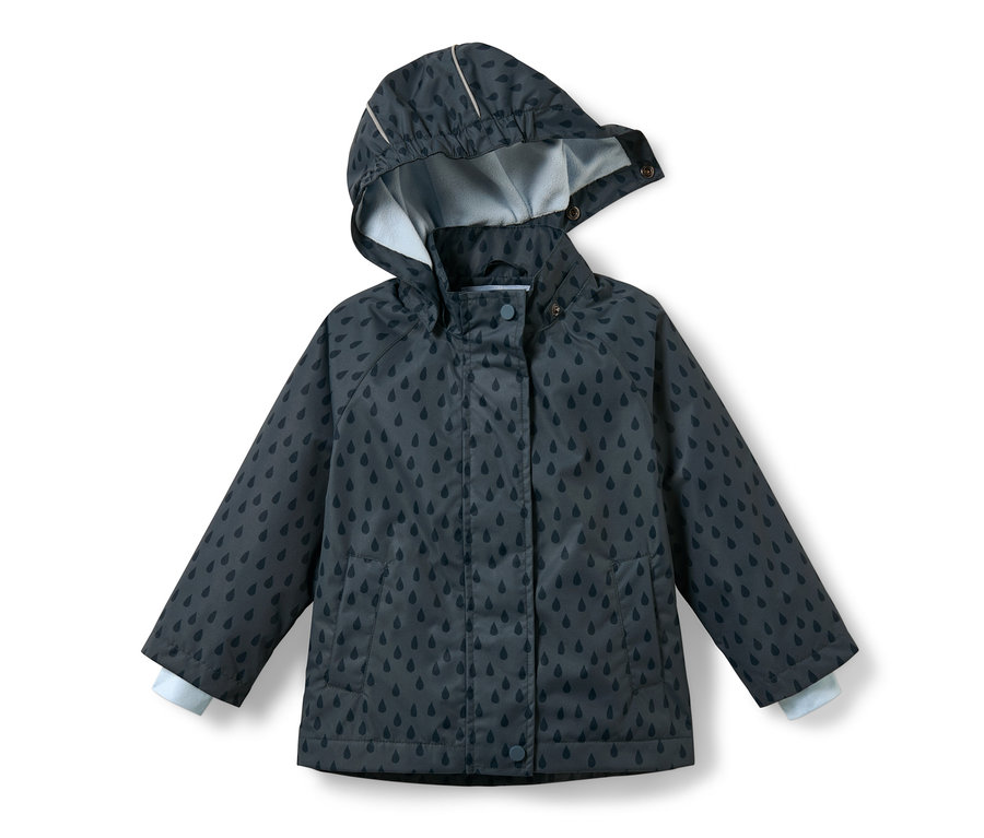 Kleinkind-Thermo-Regenjacke, schieferblau Tropfen.