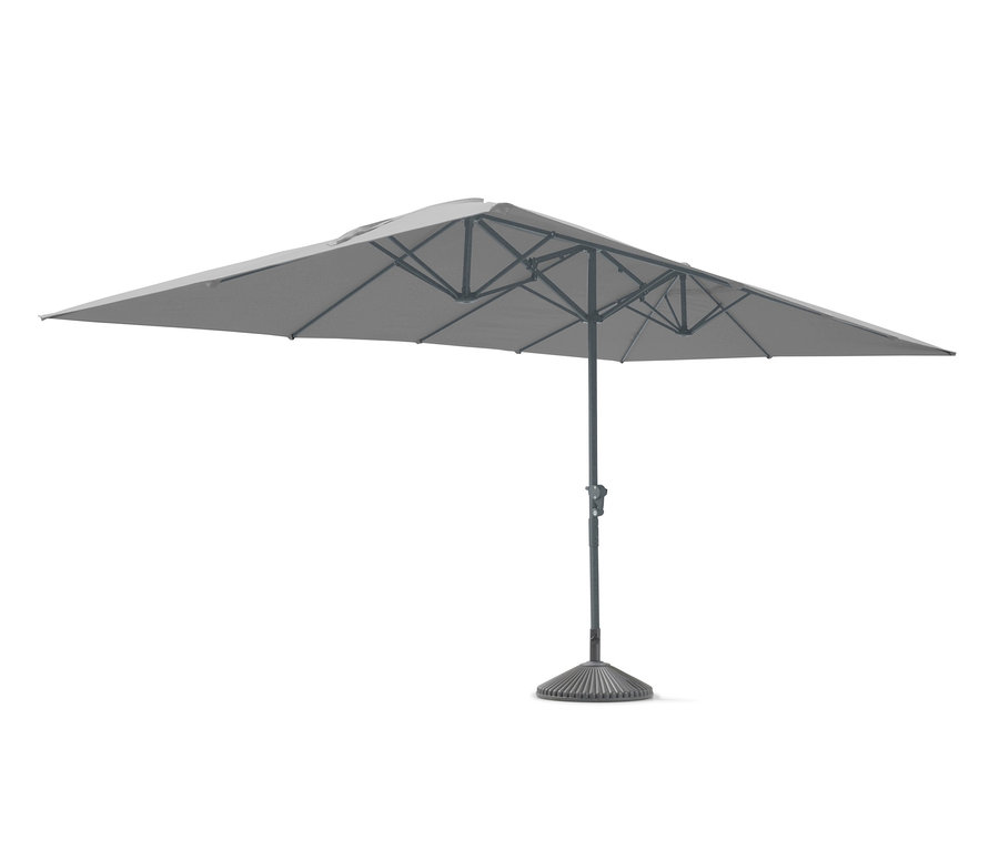 Heller grauer Leco Doppelsonnenschirm, 270 x 460 cm, (exkl. Schirmständer).