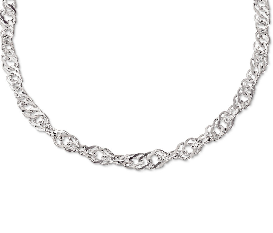 Ein 925 Silber Armband Singapur auf weißem Hintergrund.