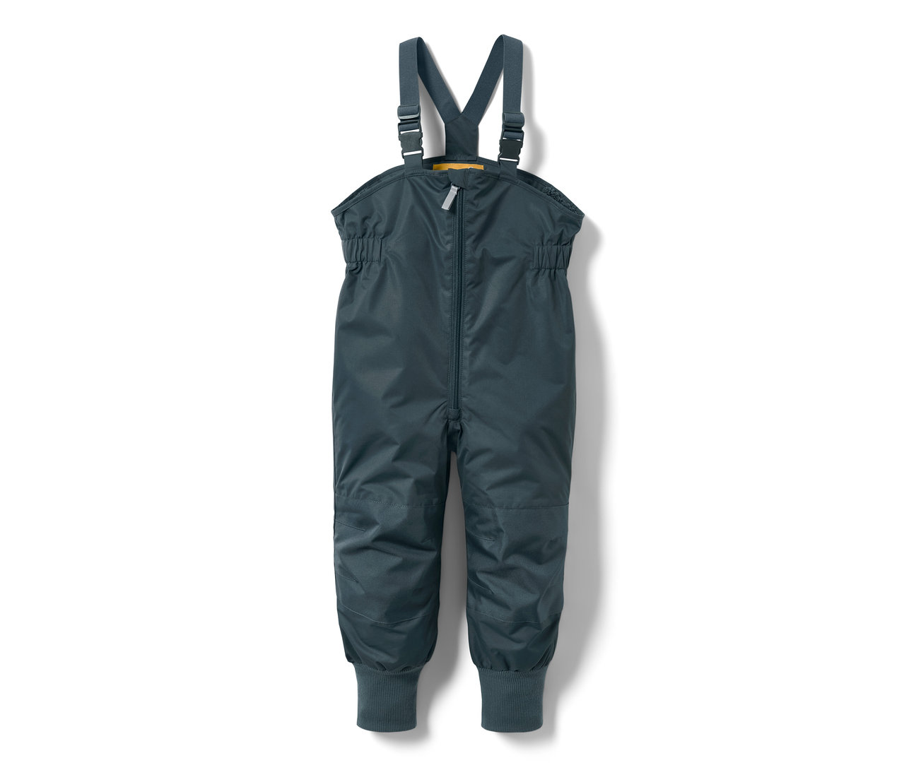Kleinkind-Thermo-Regenhose, schieferblau, mit Latz und verstellbaren Trägern.