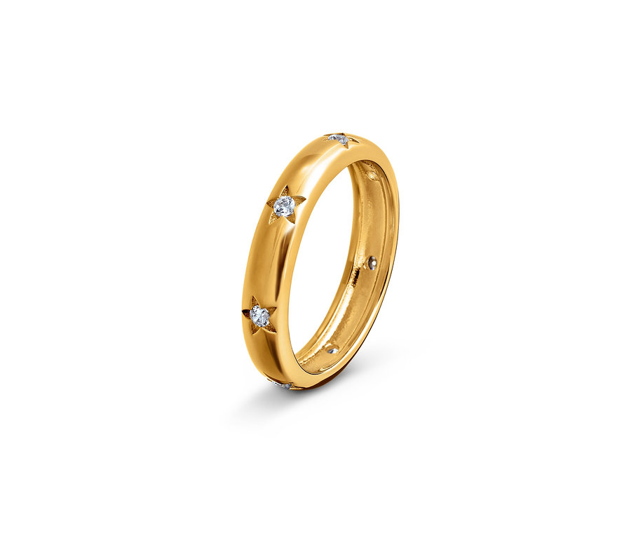 Goldener 925 Silber Ring Stars mit silbernen Sternen.