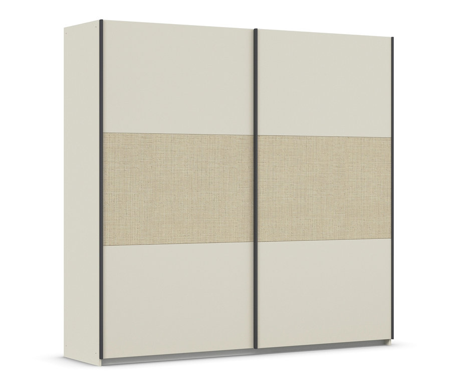Beiger rauch Schwebetürenschrank »Senja« mit strukturierter Mittelblende.