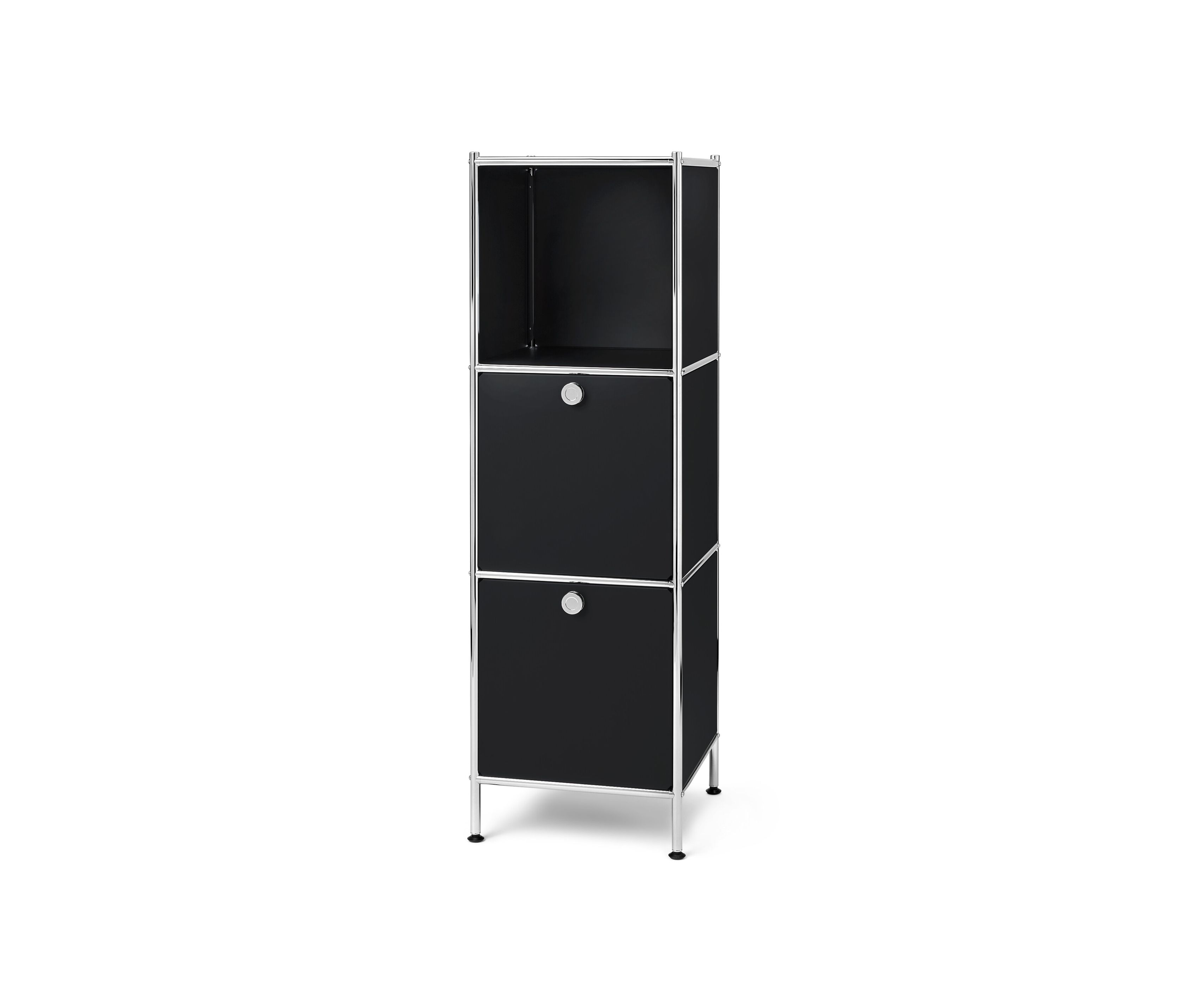Tchibo - Schmale Kommode Metall »Cn3« mit 2 Klappenfächern - 40x40x127cm - schwarz - Stahl / Aluminium / Kunststoff