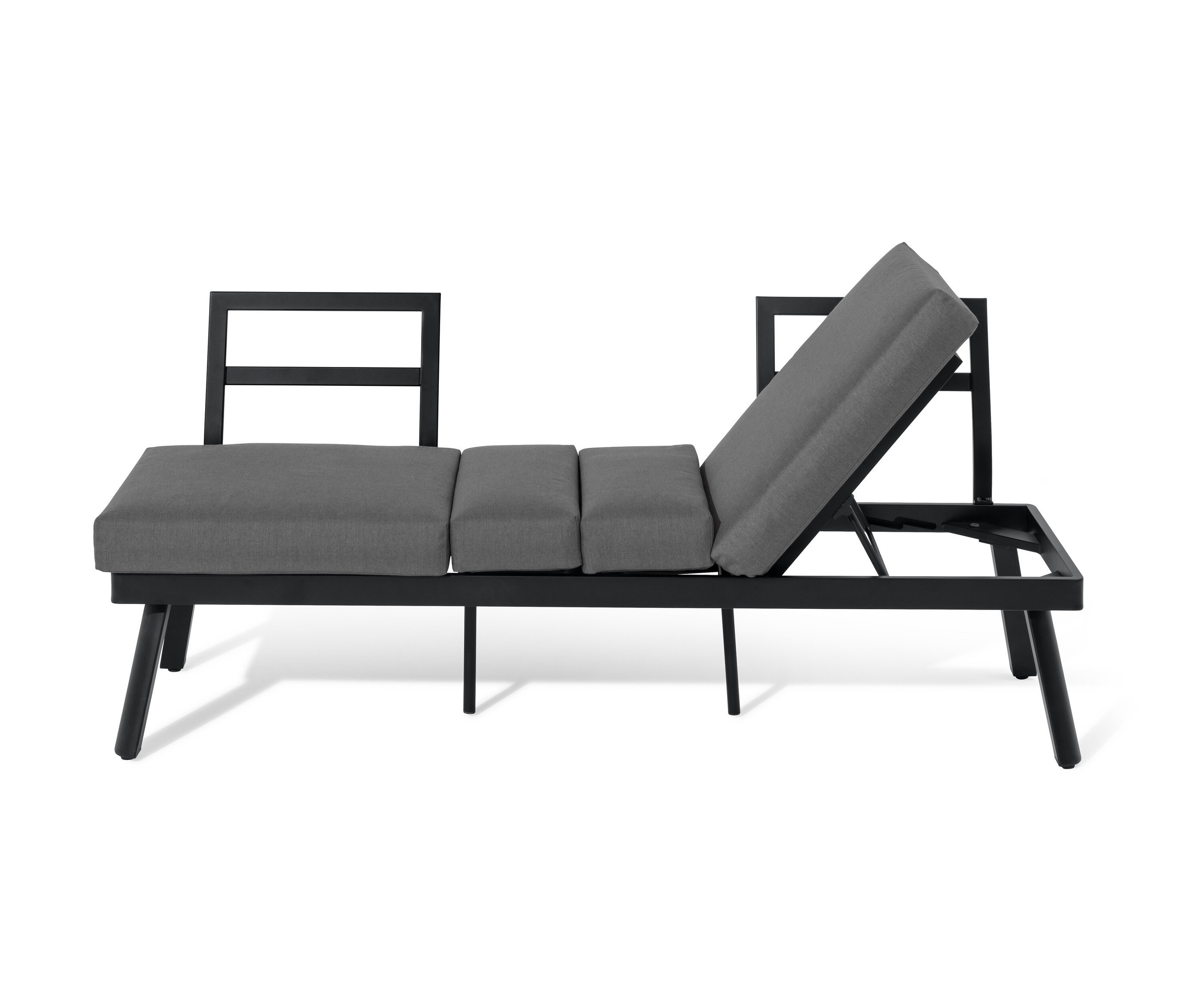 Thumbnail - Tchibo - 2-in-1-Sofa-Liege mit hochklappbarem Mitteltisch - 185,5x70,5x78,5cm - schwarz - Aluminium / Polyester / Polypr...
